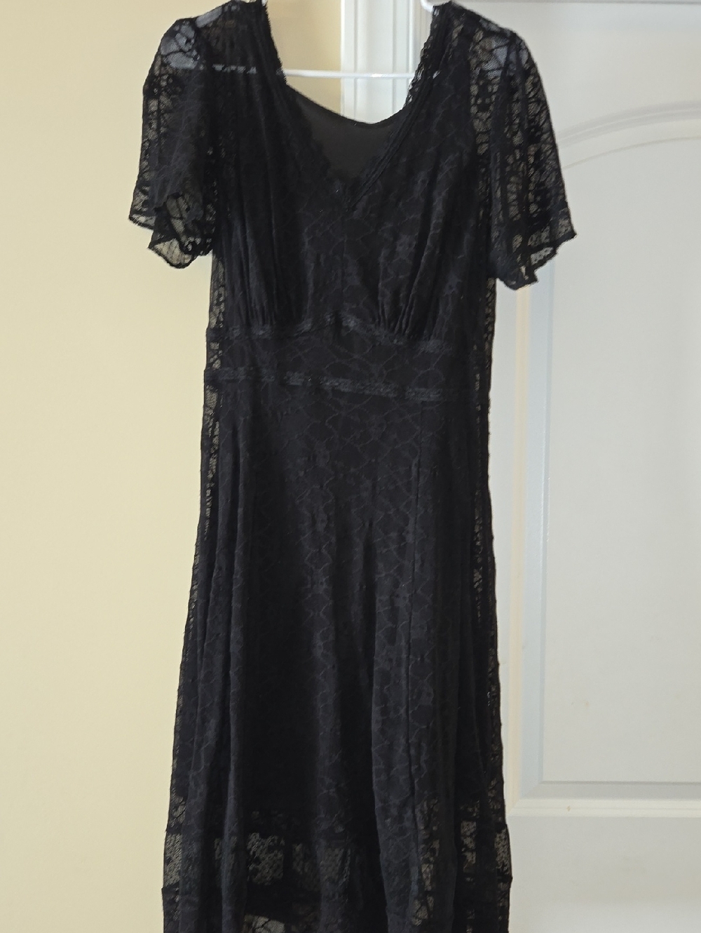 Tripp NYC Black Lace Skull Midi Dress with V-Neck